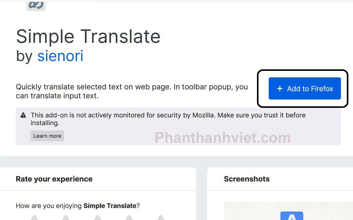 Cách dịch ngôn ngữ trên Firefox bằng tiện ích Simple Translate